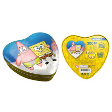 Quebra-Cabeça AQUARIUS Spongebob e Patrick 300 peças em Lata em Forma de Coração - Sem Reflexo - Ajuste Preciso - Licenciado
