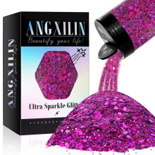 ANGXILIN Holografick robustn a jemn smen trpytky 190 g/6,7 oz hromadn laserov flitry na vrobu perku z epoxidov pryskyrice na oblicej a tel