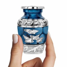 Trupoint Memorials Urnas pequeas para cenizas humanas Remolientes Mini Mini Cremacin Urna Para hombres y mujeres adultos - Pequeas aves azules