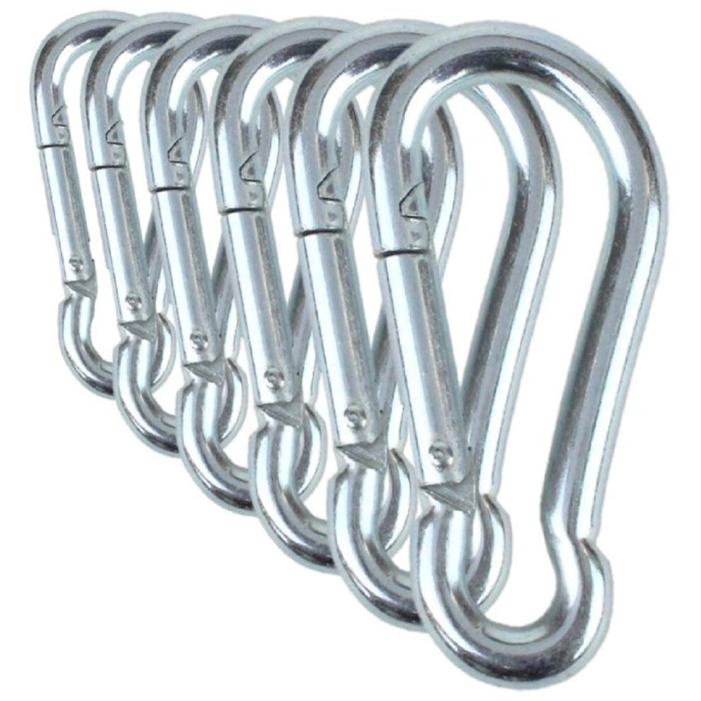 Branded Boards Black & Silver Zinc-Galvanized Heavy Duty Bushcraft Carabiner Spring Snap Clip Link Hooks 200-500Lb Load 2 6 & 12 Packs (Silver-7Cm-6 850014480011