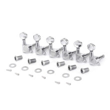MusicLily Pro 6 i linje Guitar forseglede tunere Tuning Keys Pegs Machine Heads indstillet til Fender Stratocaster Telecaster Nyreknap Chrome