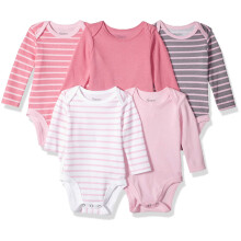 Hanes baby boys Ultimate Flexy 5 Pack Long Sleeve Bodysuits Bodystocking Pink Stripe 0-6 Months US