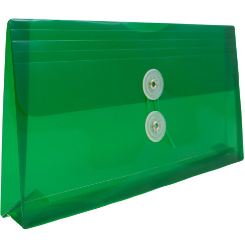 JAM PAPER Envelopes Plásticos com Fecho de Botão e Corda - #10 - 5 1/4 x 10 - Verde - 12/Pack 2