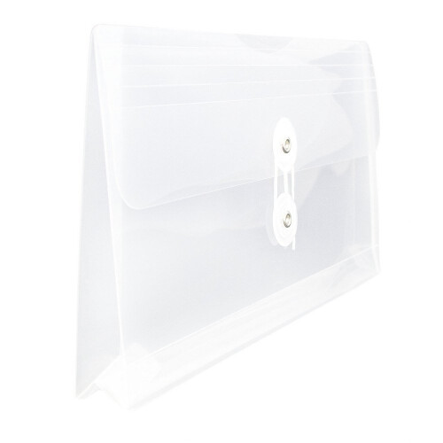 JAM PAPER Envelopes Plásticos com Fecho de Botão e Corda - #10 - 5 1/4 x 10 - Transparente - 12/Pack 2