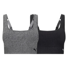 Sutiãs Sem Costura para Mulheres & Pack de Sutiãs Desportivos com Ajustes, 2 Cores Estilosas - Preto Médio