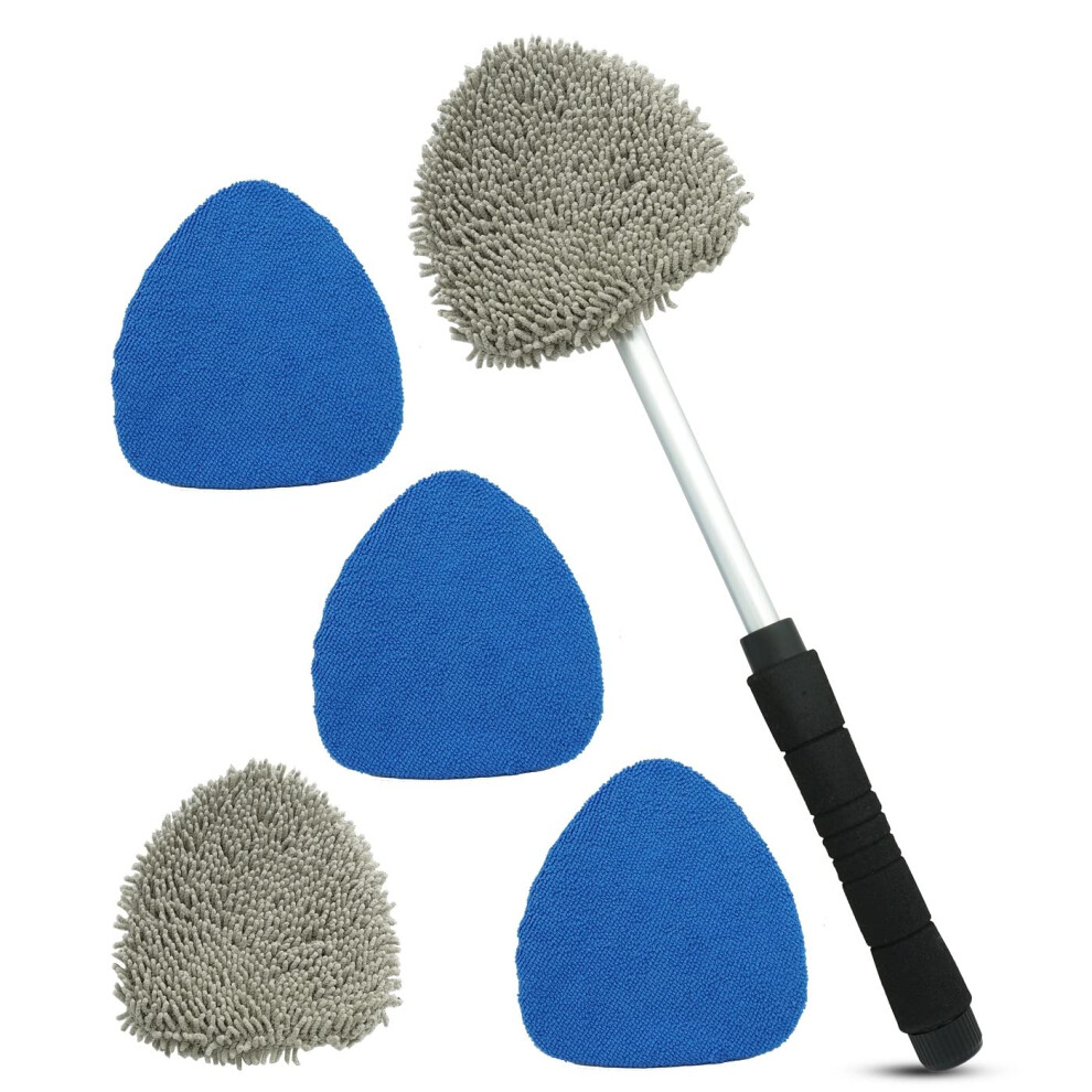 Joyful&Hopeful Car Windshield Cleaning Tool Car Inside Window Cleaner Tool With Extendable Handle 3Pc Microfiber And 2Pc Chenille Car Interior Clea 735940765367