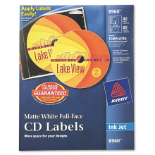 Avery 8960 Labels CD Inkjet Matte 40/Labels 80/Inserts White