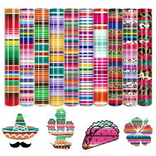 Tintnut Cinco De Mayo Mexico HTV - 10 vellen 10X12 Inch Mexicaanse Serape Heat Transfer Vinyl Zarape Stripes HTV Iron On Vinyl voor kleding voor Cric