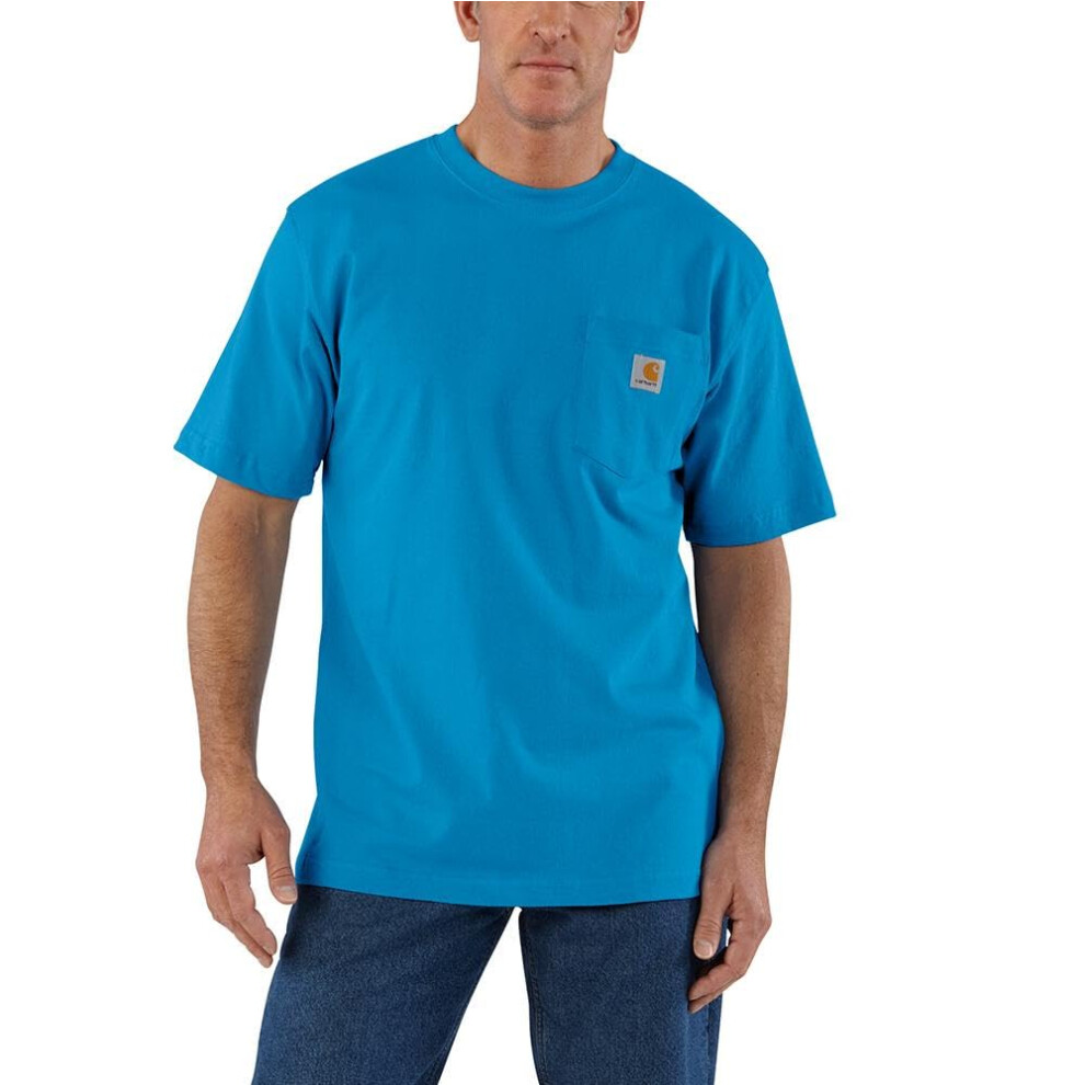 Carhartt Men's Loose Fit Heavyweight Short-Sleeve Pocket T-Shirt (Also Available in Big & Tall)  Atomic Blue  Small