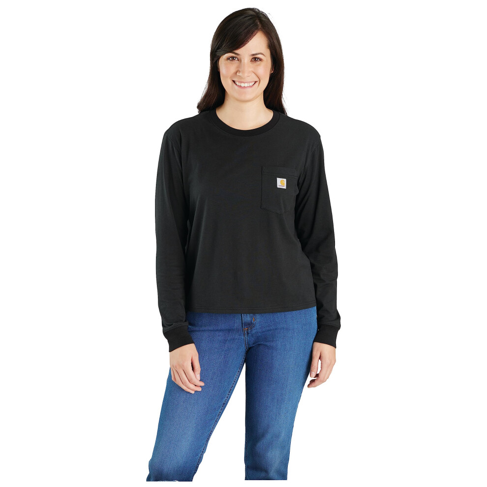 Carhartt Women's Plus Size Tencel Fiber Series Loose Fit Long-Sleeve Pocket T-Shirt  Black