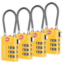 Search Alert TSA Approved Travel Combination Luggage Cable Locks for Suitcase Gym Locker Toolbox Backpack 1 2 4 6 &10 pk (Yellow 4 Pack)