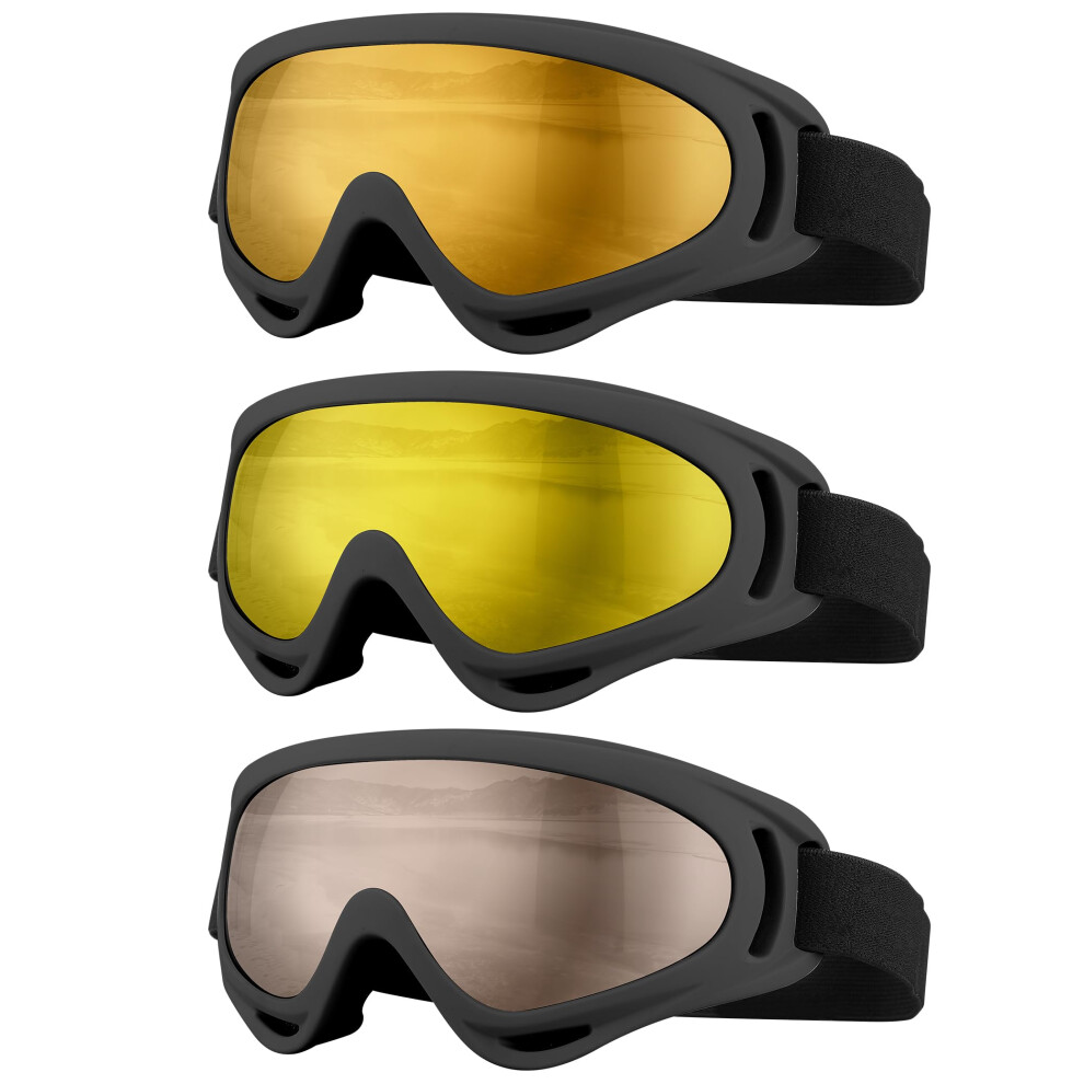 Lot De 3 Lunettes De Ski Et De Moto Sixyard Pour Homme, Femme, Adulte Et Jeune (Style 8)-image