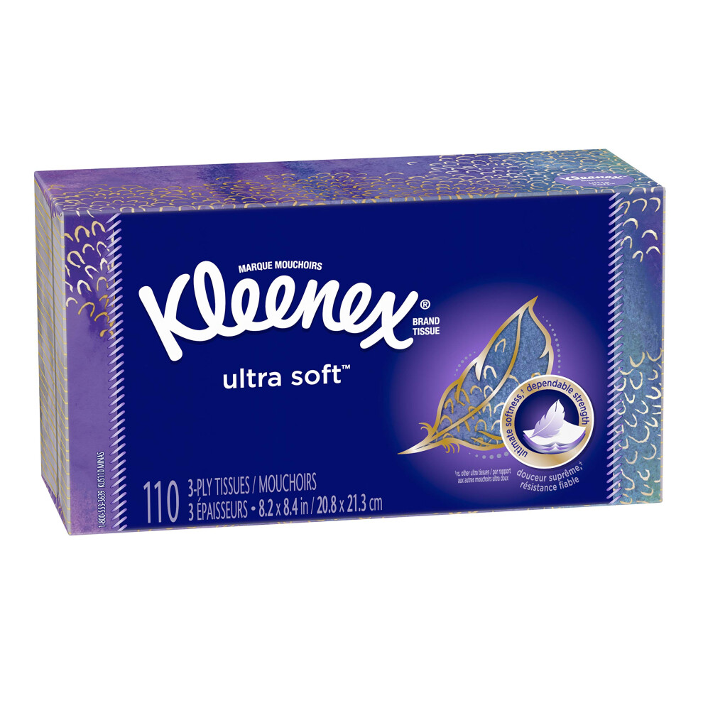 Kleenex Ultra Soft Facial Tissues 1 Flat Box 110 Tissues