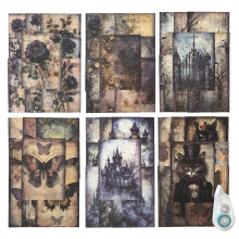 MiyouLuna 180Pcs Dark Fantasy Scrapbook Paper Vintage Gothic Journal Ephemera Pack Junk Journal Supplies for Scrapbooking Kit with Glue Tape