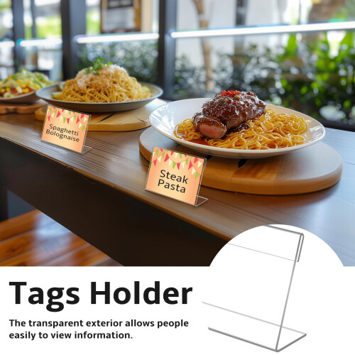 20 PCS 3.5 x 2.5 polegadas Suporte de Sinal Acrílico Pequeno, Mini Etiquetas de Alimentos para Buffet 2