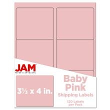 Etiquetas de Endereço de Envio JAM PAPER - Grande - 3 1/3 x 4 - Rosa Bebê Pastel - 120/Pack