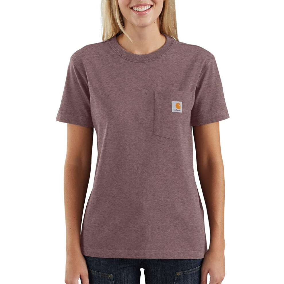 Carhartt Women's Loose Fit Heavyweight Short-Sleeve Pocket T-Shirt (Also Available in Plus Sizes)  Raisin Heather  1X