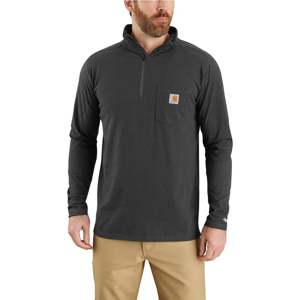 Carhartt Men's Force Relaxed Fit Midweight Long-Sleeve Quarter-Zip Mock-Neck T-Shirt  Carbon Heather