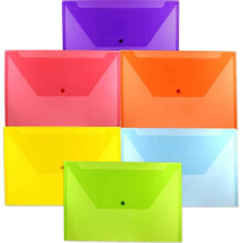 Buste in plastica in jam di carta con chiusura a scatto - Opuscolo legale - 9 3/4 x 14 1/2 - Colori assortiti - 6/pacchetto