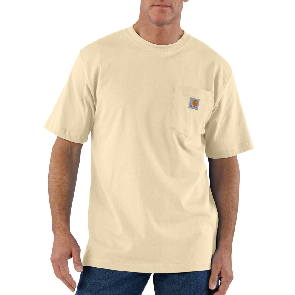 Carhartt Men's Loose Fit Heavyweight Short-Sleeve Pocket T-Shirt (Also Available in Big & Tall)  Oat Milk