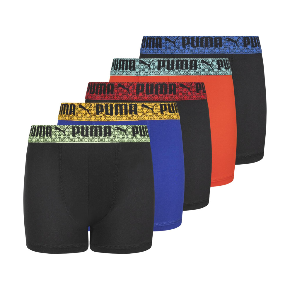 PUMA Boys' 5 Pack Performance Boxer Briefs  Black/Orange