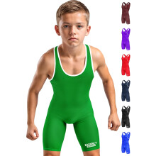 Exxact Sports Plain Youth Wrestling Singlet For Boys  Premium Powerlifting Singlet  Kids Wrestling Singlets For Training - (Green  YM)