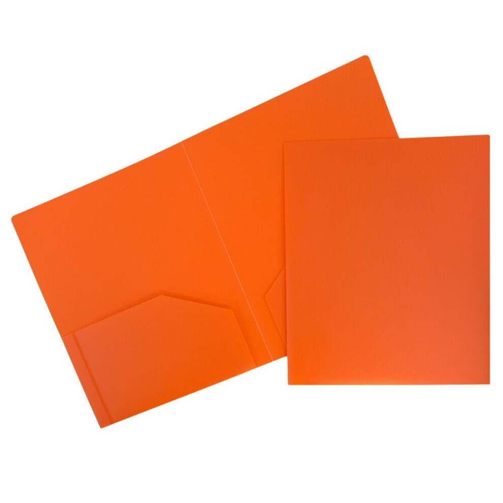 Jam Paper Schulmappen Aus Strapazierf Higem Kunststoff Mit 2 F Chern, Extra Robust, Orange, 3 St Ck/Packung-image