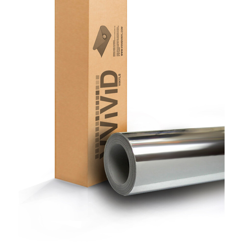 Film Autocollant En Vinyle Moul Chrom Effet Miroir Argent Vvivid, Sans Bulles Ni Air, 3 Mil (1,5 Pi X 5 Pi)-image