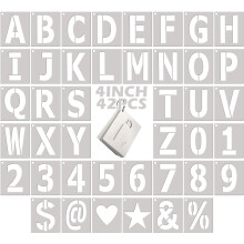4 Zoll grosses Buchstabenschablonen-Set ? 42 wiederverwendbare Alphabet-Schablonen aus Kunststoff mit Zahlen und Symbolen zum Bemalen von Holzwand