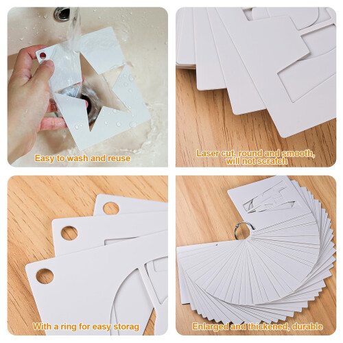 Conjunto de Estênceis de Letras Grandes de 4 Polegadas - 42 PCS Estênceis de Plástico Reutilizáveis com Números e Símbolos 2