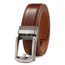 Lingli herenriem met ratelsluiting en automatische gesp bruin/zwart-pasvorm-35 mm breed-0040-110-lichtbruin