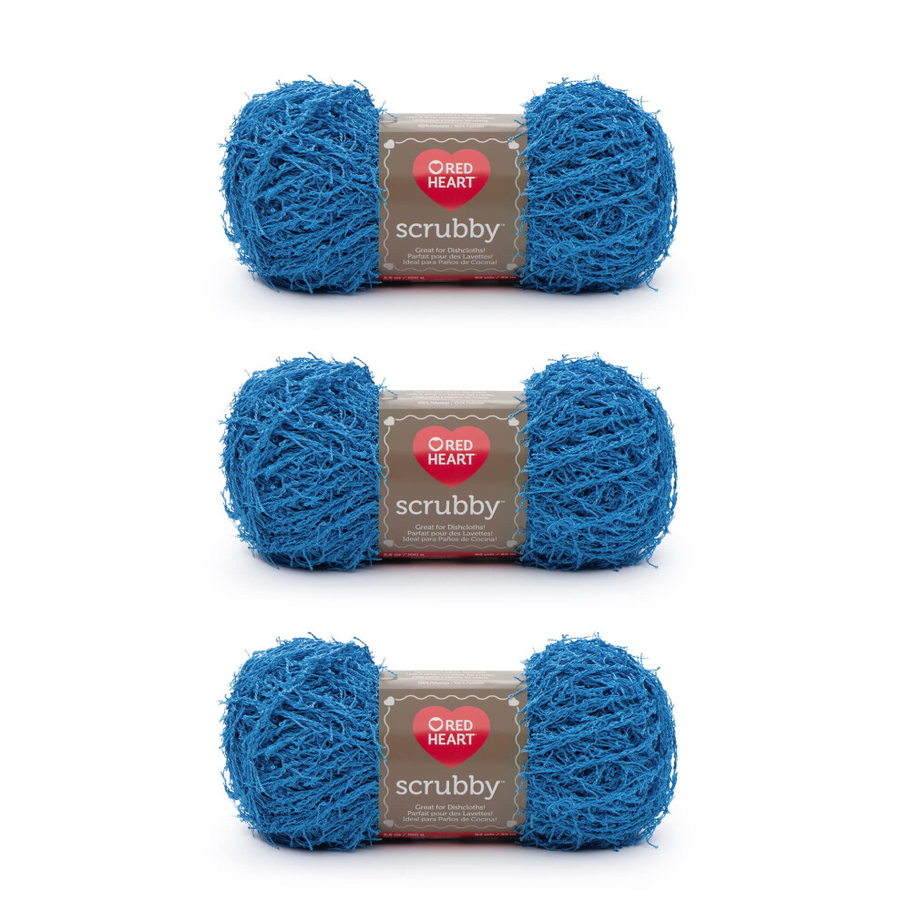 Red Heart Scrubby Ocean Yarn - 3-Pack Van 100 G/3,5 Oz - Polyester - 4 Medium (Kamgaren) - 92 Yards - Breien/Haken-image