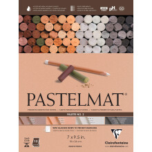 Lepen    blok Clairefontaine Pastelmat - Paleta c. 2 - (7 x 9 1/2 palca) 18 x 24 cm - 360 g - 12 listov - Sienna biela hned    uhlovo siv