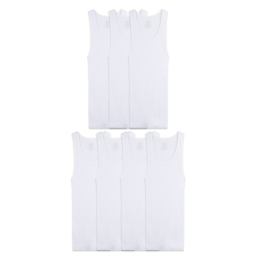 Fruit Of The Loom Boys Eversoft Cotton Undershirts  T Shirts & Tank Tops Underwear  Tank - Boys - 7 Pack - White  X-Small US