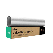 Cricut Value Glitter Iron On Silver (Rolle, 25,4 cm x 2,44 m) HTV-W rme bertragungsvinyl