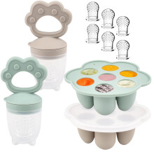 Ginbear Alimentador de Frutas em Silicone para Bebés & Tabuleiro de Congelação (Conjunto de 2)