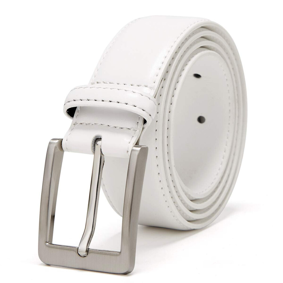 Xouxou Herren-Jeansg?Rtel Aus Leder, L?Ssig, Klassisch, F?R Die Arbeit, Business, Anzugg?Rtel Mit Dornschlie?E F?R M?Nner (Wei? (S101) 50 (Taille-image