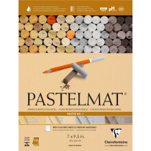 Clairefontaine Pastelmat Limmad Pad - Palett nr 1 - (7 x 9 1/2 tum) 18 x 24 cm - 360g - 12 ark - Majssmrblomma Mrkgr Ljusgr