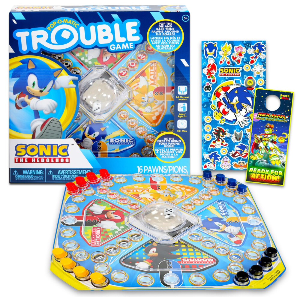 Sonic The Hedgehog Pop Up Board Game - Bundle With Sonic Board Game For Kids With Pop Up Dice Plus Stickers More | Games For Birth