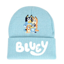 (Style B)Bluey Cartoon Rund Top Strickmütze Mode Druck Wolle warm Jungen Mädchen Geschenk