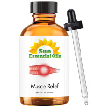 Huile de Soulagement Musculaire Profond Sun Essential Oils (Bouteille 4 oz) - Huile de Massage