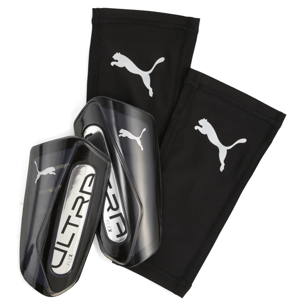 PUMA Unisex Ultra Flex Sleeve Soccer Shin Guards  PUMA Black-PUMA Silver SS25  Large