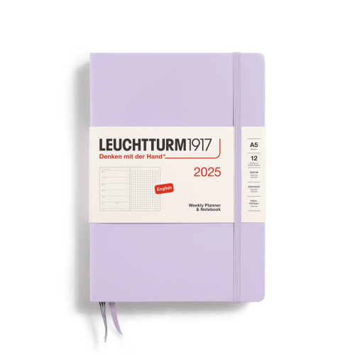 LEUCHTTURM1917 Agenda Semainier 2026 A5 Noir – Semaine + Notes à Pois, Couverture Rigide, Anglais