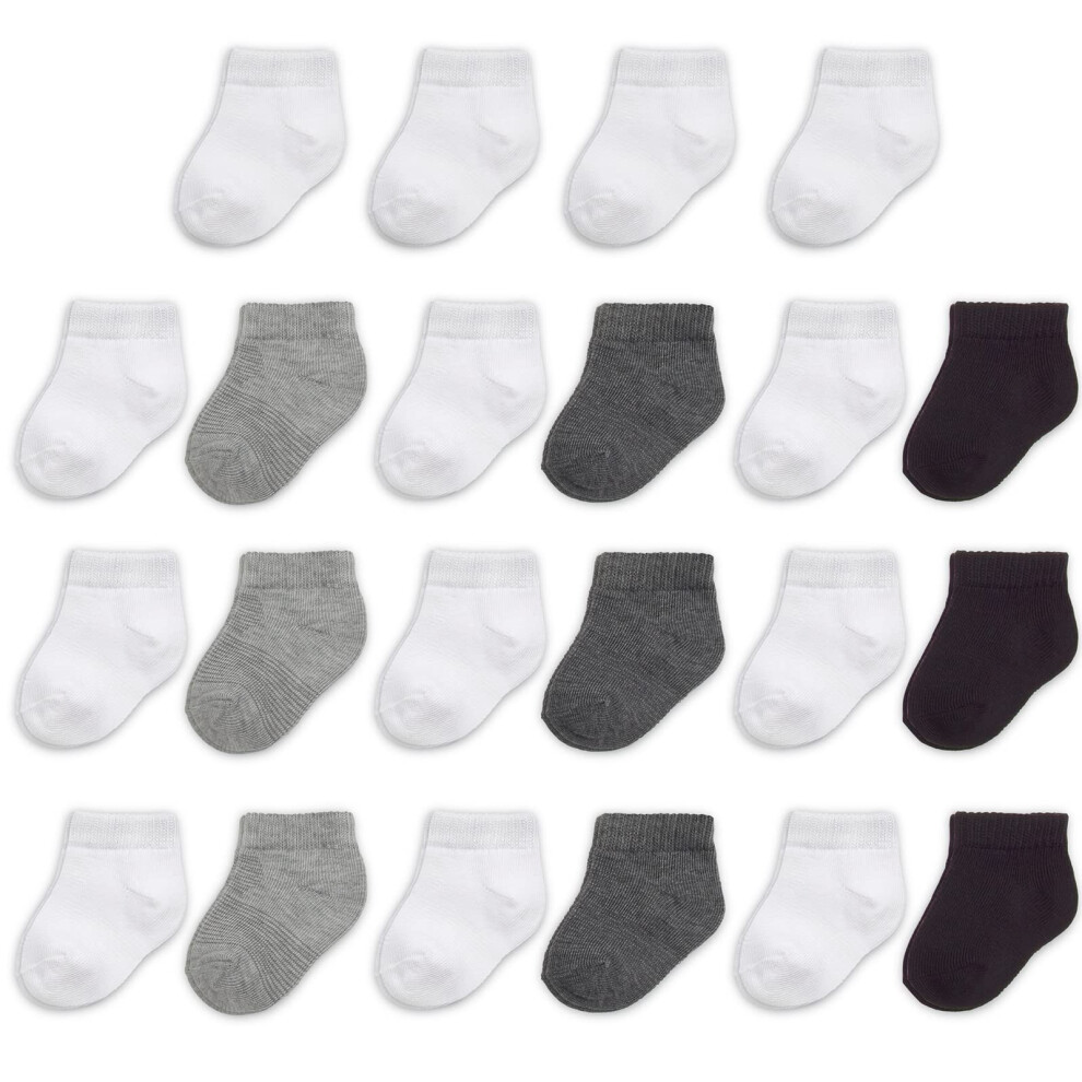 Fruit of the Loom Baby 22-Pack Grow & Fit Flex Zones Low Cut Stretch Socks - Unisex  Girls  Boys (2-4 Years  Grey)