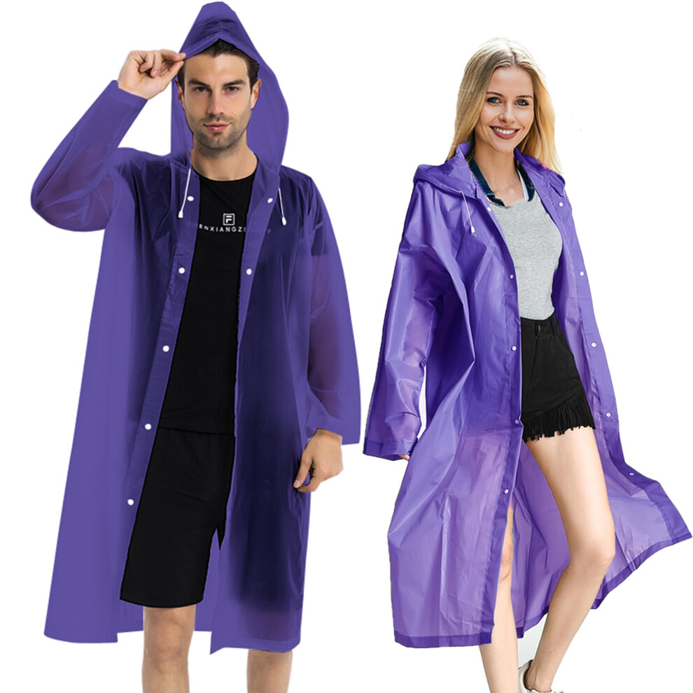 COOY Rain Coats (2 Pack) - Reusable EVA Rain Ponchos For Adults Rain Jackets Raincoats For Men Women