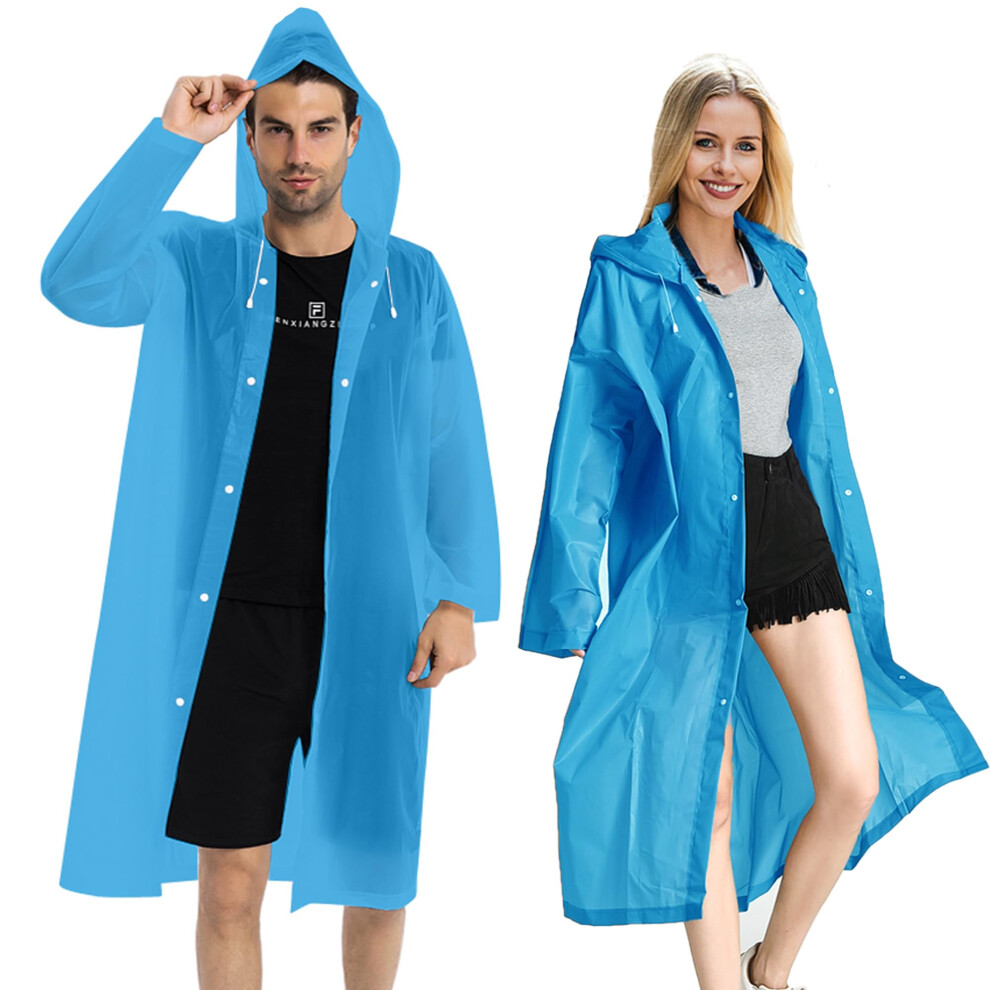 COOY Rain Coats (2 Pack) - Reusable EVA Rain Ponchos For Adults Rain Jackets Raincoats For Men Women