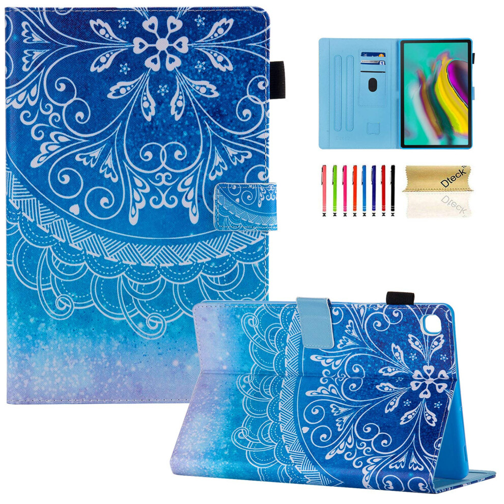 Dteck Custodia Per Galaxy Tab S5E 10.5 2019 SM-T720/T725 - Custodia Sottile In Pelle Pu Multi-Angolo Con Supporto Per Carte Di Credito Per Samsung Galaxy Tab S5E 10.5" 2019 Release, Motivo Mandala Blu-image