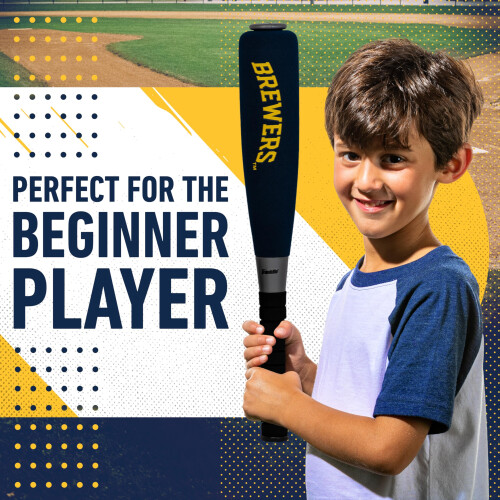 Conjunto de Bastão e Bola Jumbo de Espuma da Franklin Sports MLB Milwaukee Brewers, 21 Polegadas, Azul 1