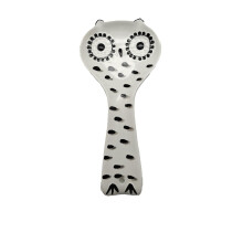 ACK Ceramic Spoon Rest (Cute Black and White Owl) Cooking Spoon Holder for Kitchen Counter Utensil Rest for Spoon Ladle Spatula Kitchen Deco