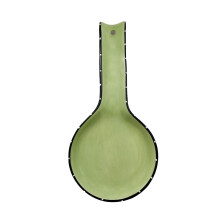 ACK Tuscany Ruffle Pistachio Green Hand Painted Ceramic Spoon Rest Cooking Spoon Holder for Kitchen Counter Utensil Rest for Spoon Ladle Spat